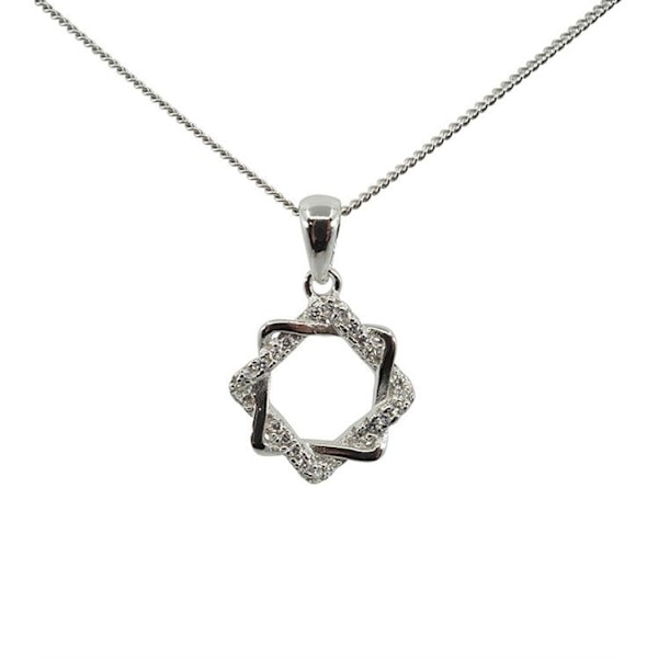 Davidsstjärna  Halsband i äkta silver prydd med Kubisk Zirkonia