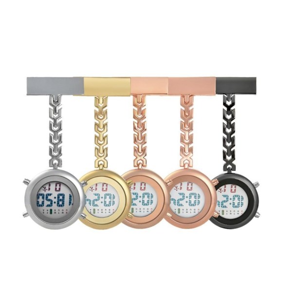 Digital Sjuksköterskeklocka m Belysning Alarm mm . Vårdklocka SILVER