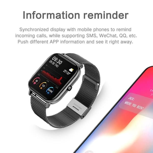 Stilren Smartklocka m Rostfritt Armband Black