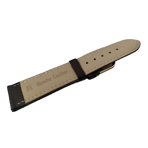 Äkta Läder Klockarmband i 20mm . Mörkbrun