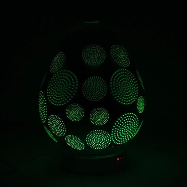 Silvrig Luftfuktare 3D Firework Aromalampa LED-ljus.