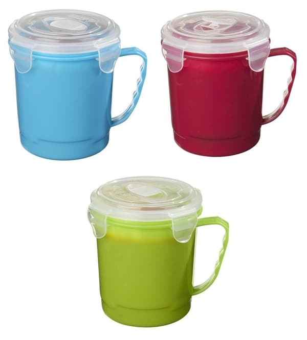 Soppmugg Mikrovågsugn m Handtag, Lock o Ventilationslock Blå