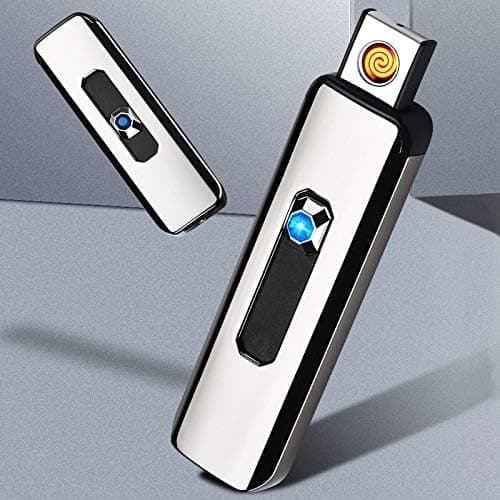 USB Uppladdningsbar Cigarettändare Vindskyddad m Presentförpackning – 5 Färger Silver grey