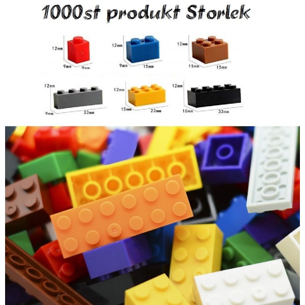 Byggklossar Stor Pack. 1000 delar Multicolor