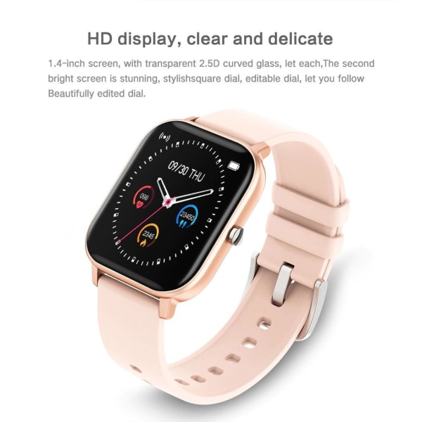 Stilig Smart Watch P8b med mange funksjoner Pink gold