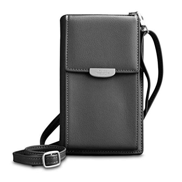 Mobilväska Plånbok Korthållare Väska med Axelrem grå