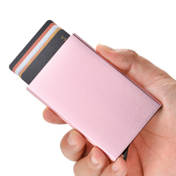 Kortholder med RFID-beskyttelse. Pop op. 15 forskellige farver - rosa guld Rosaguld