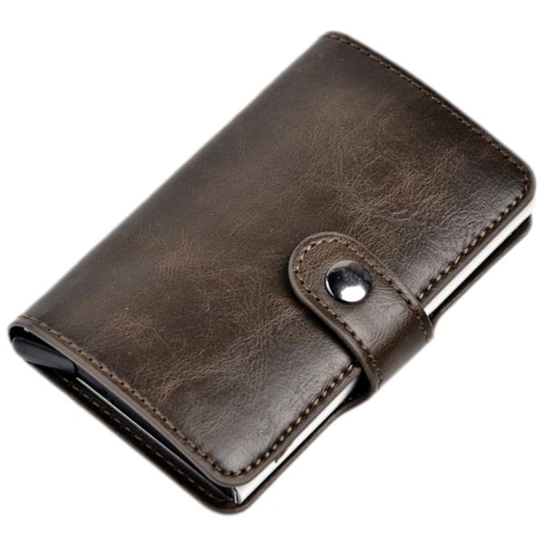 RFID-skydd Pop-up Korthållare m Jacka o Knapp Dark brown