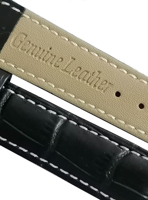 Äkta Läder Vattentätt Klockarmband i 16mm m 2 sprintar Black