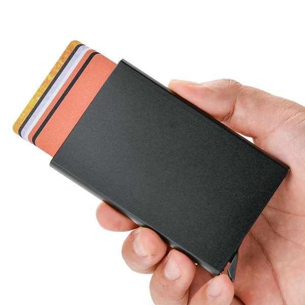 Kortholder med RFID-beskyttelse. Pop op. 15 forskellige farver - sort Black Svart