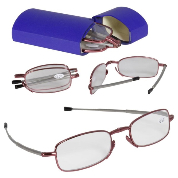 Sammenfoldelige læsebriller m teleskopskaller o lille fleksibelt etui Styrka +2,50