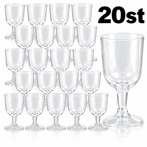 20-Pack Klara Vinglas i Plast 163ML - ÅTERANVÄNDBARA