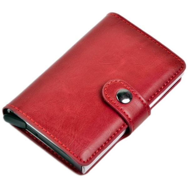 RFID-skydd Pop-up Korthållare m Jacka o Knapp Red