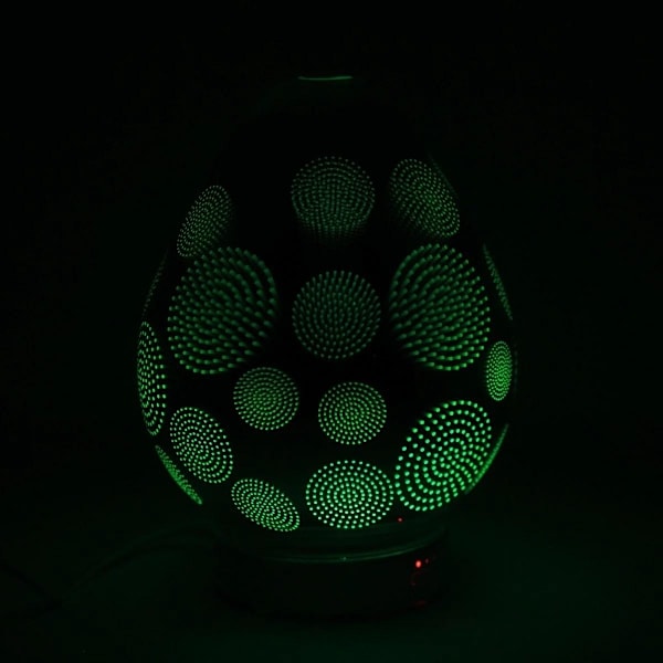 Silvrig Luftfuktare 3D Firework Aromalampa LED-ljus.