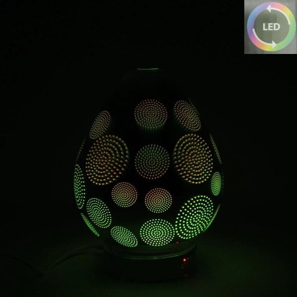 Silvrig Luftfuktare 3D Firework Aromalampa LED-ljus.