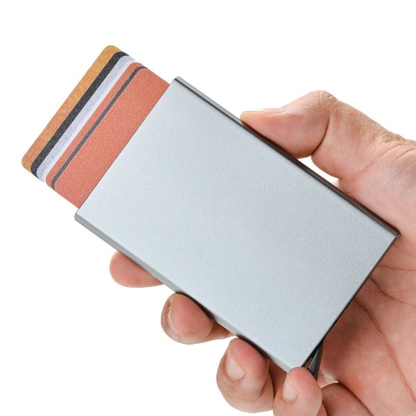 Korthållare med RFID-skydd . Pop-up . 15 Olika Färger - Mörkgrå Mörkgrå