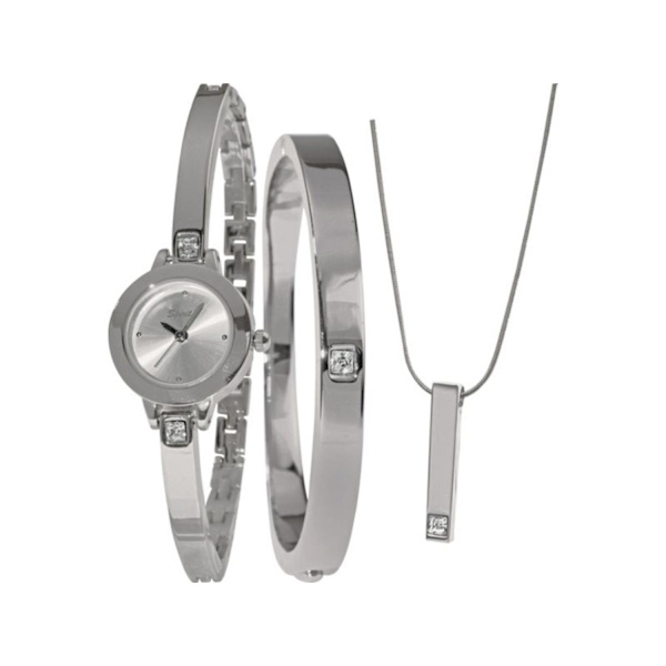 Klocka Armband Halsband set Silver