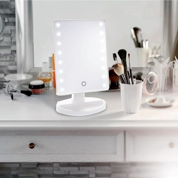 Justerbar Sminkspegel m LED . Vit White