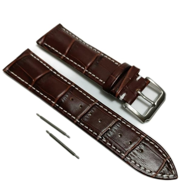 Äkta Läder Vattentätt Klockarmband i 22mm m 2 sprintar . Brun Brun