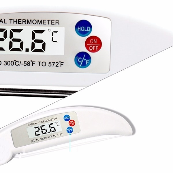 Grilltermomter - Digital Termometer i Vikbar Design