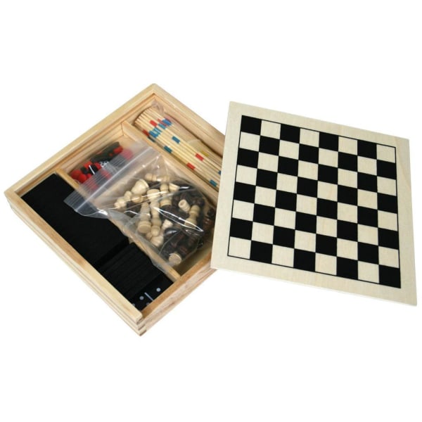 4 i 1 brettspillsett Chess, Domino Backgammon og Mikado