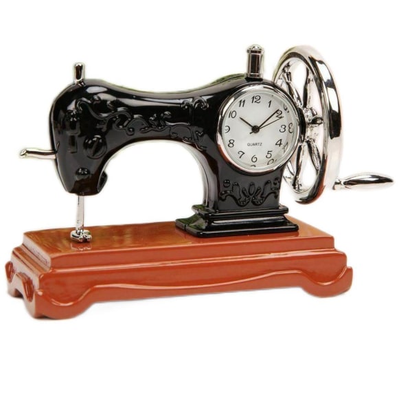 Vintage symaskin med arbeidsklokke - bordklokke Multicolor
