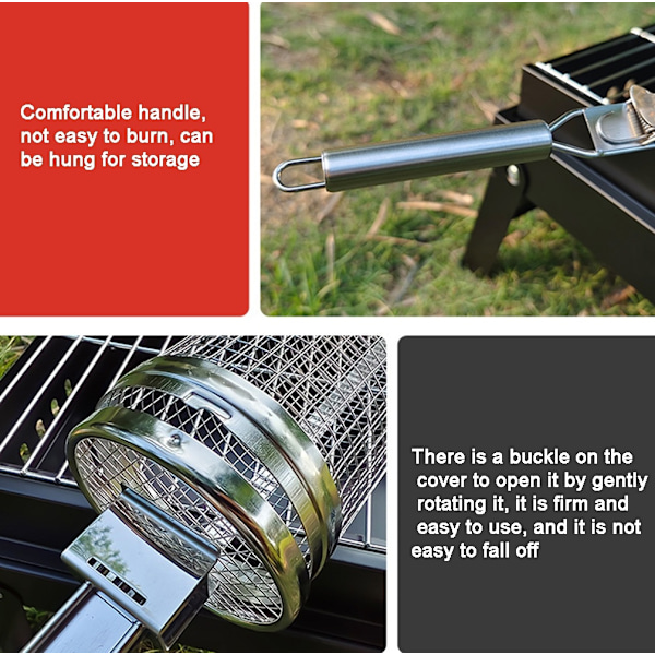 XL Grillkorg m Uppgraderad Handtag.  Rullgrill 30cm+17cm Handtag