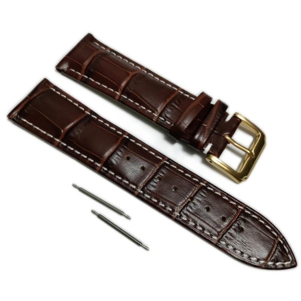 Äkta Läder Vattentätt Klockarmband i 20mm m 2 sprintar . Brun Brown