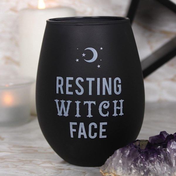 Vinglas RESTING WITCH FACE m förpackning Black