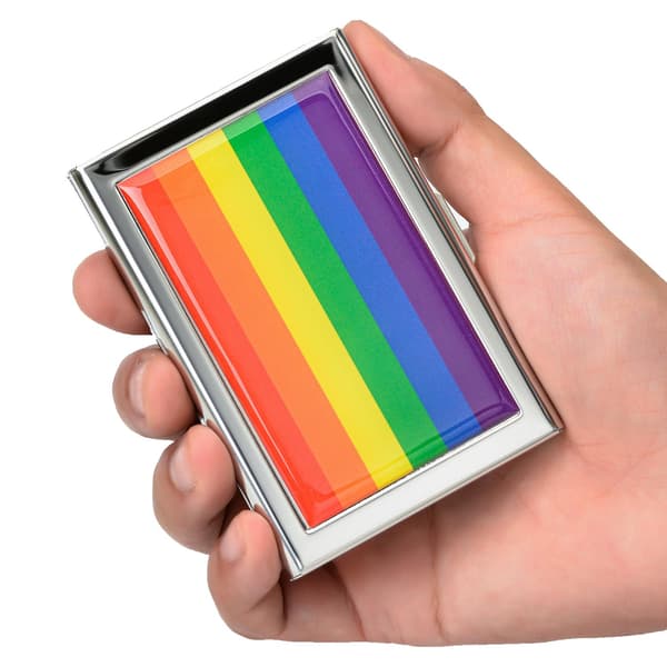 Pride Exklusiv Korthållare . Rostfritt RFID multifärg