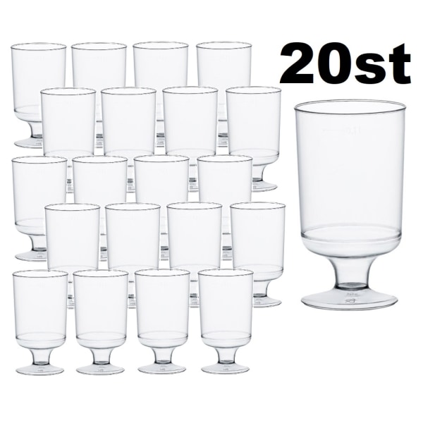 20-pak genanvendelige klare plast vinglas 100ML