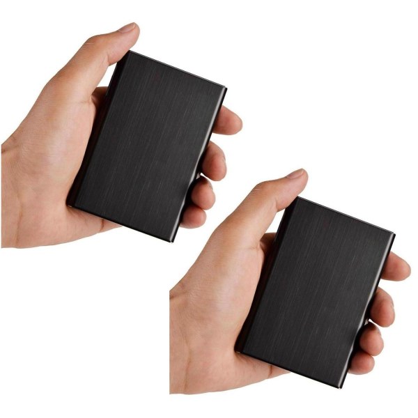 2-Pack Stilren Exklusiv Stål Korthållare / Plånbok . RFID Säker Svart