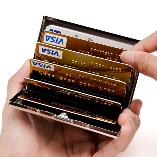 2 Pack Stilren Exklusiv Stål Korthållare / Plånbok - RFID Säker Gold