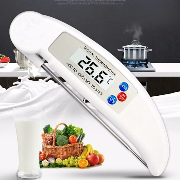 Grilltermomter - Digital Termometer i Vikbar Design Silver