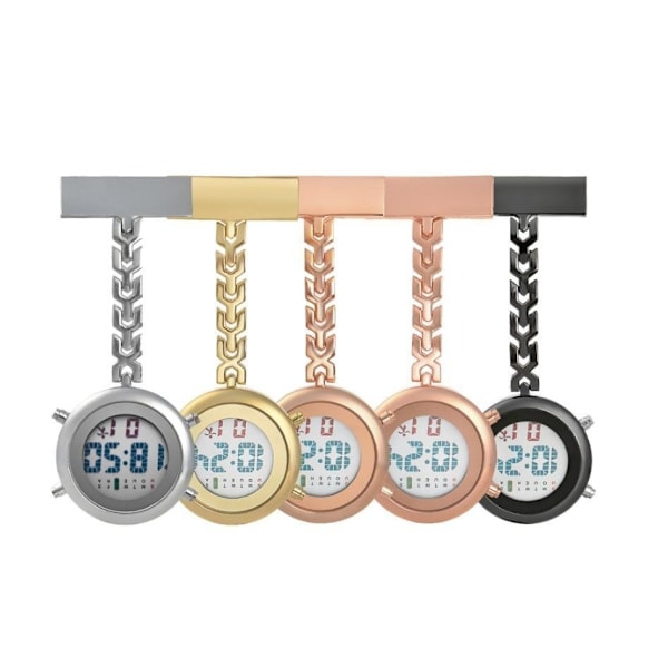 Digital Sjuksköterskeklocka m Belysning Alarm mm . Vårdklocka SILVER