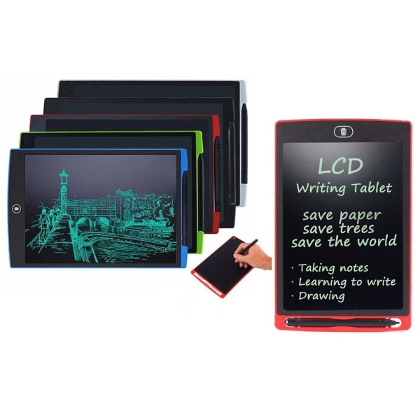 Strålingsfri LCD 8,5" Tegnebræt Skrivebræt. Tegn Slet Gentag Black