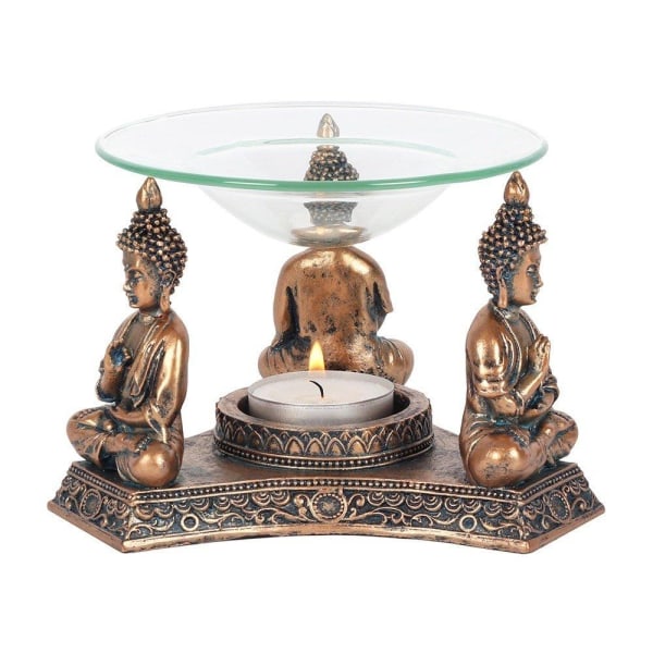 3 siddende Buddha - Oliebrænder