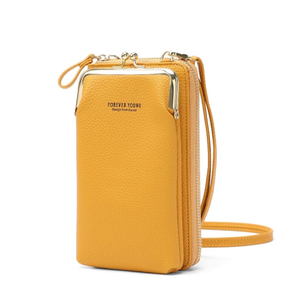 Mobiltaske Pung Kortholder Taske med skulderrem. 10 farver Yellow