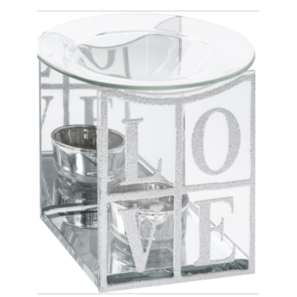 LOVE Glas glittrig oljebrännare . Alla hjärtans dag