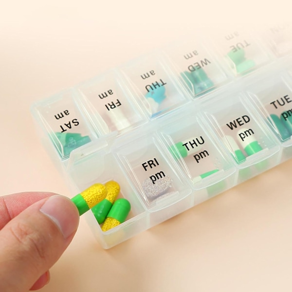 PILLERASK 14 Fack / För 2Veckor/7Dagar doserings Grey Grå Doseringssaskar