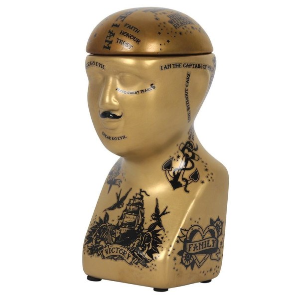 Lille guld FRENOLOGI Ornament med hovedopbevaring