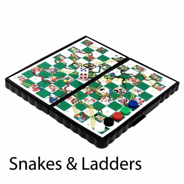 4-pak magnetiske spil skak, ludo, slanger og stiger, udkast.