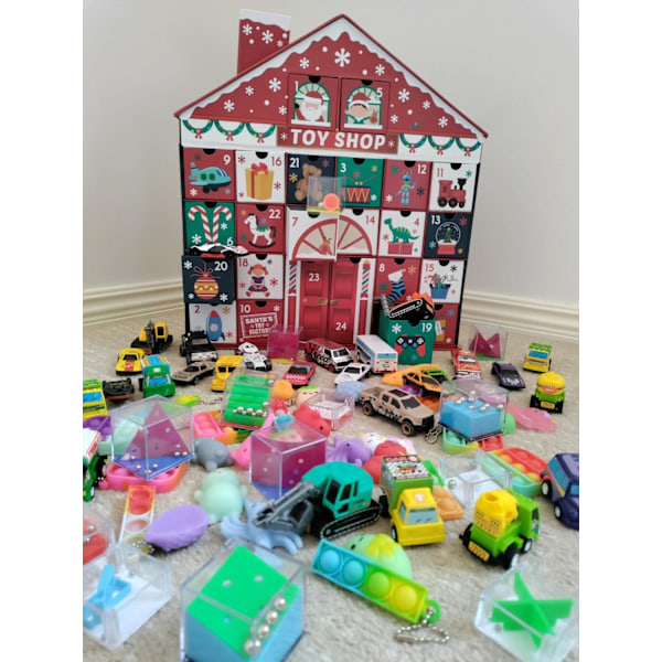 Återanvändbar Adventskalendrar Fylld m Bilar MindGame Squishy Pop-it mm