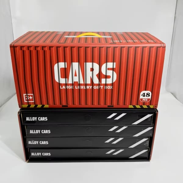 48 Pullback Racerbilar med Bana – Bilset i Presentförpackning – Från 3 År