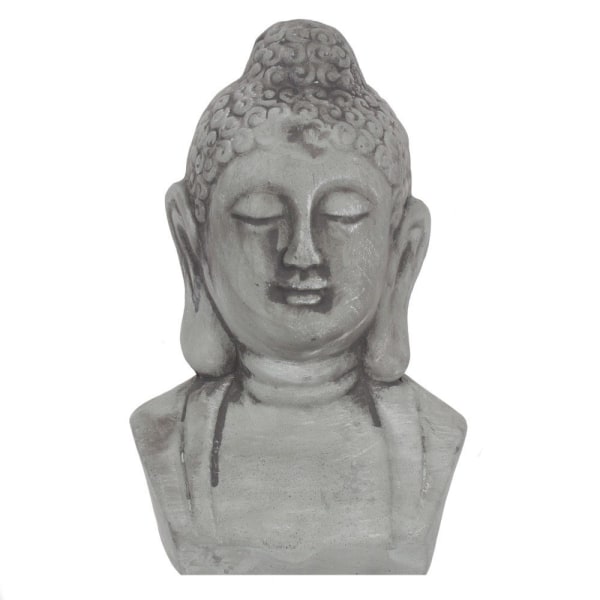 Rustik-effekt grå buddha huvud prydnad grå