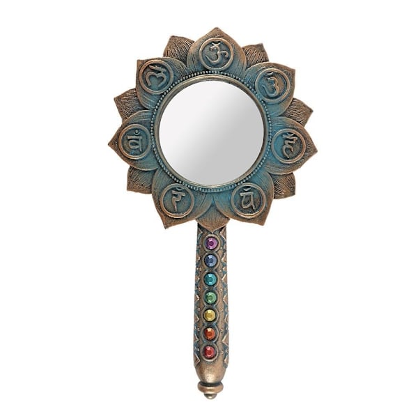 SJU Chakra Handspegel I Lotus Blommaform m Vintage Effekt