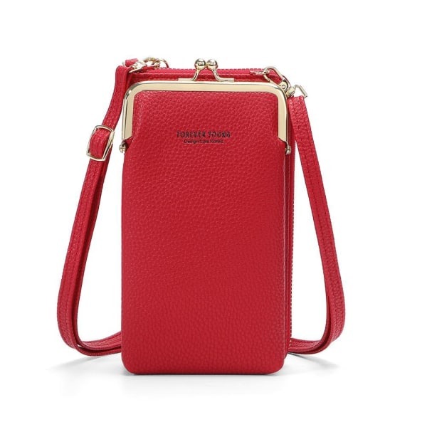 Mobiltaske Pung Kortholder Taske med skulderrem. 10 farver Red