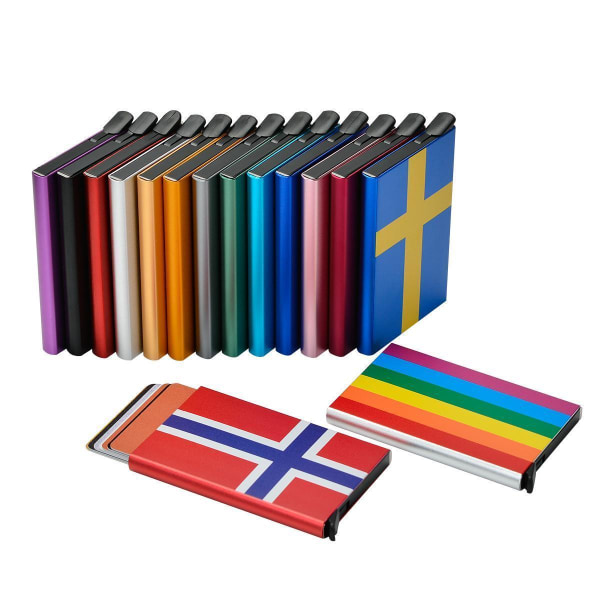 Kortholder med RFID-beskyttelse. Pop op. Norges flag Norway Flagga