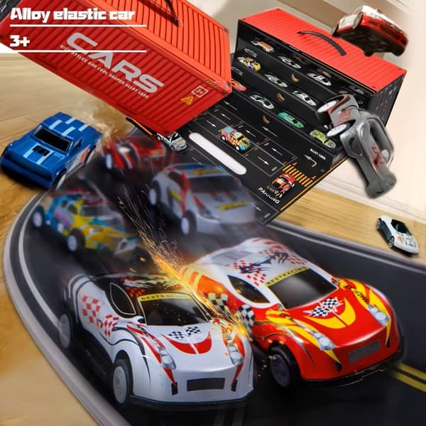 48 Pullback Racerbilar med Bana – Bilset i Presentförpackning – Från 3 År