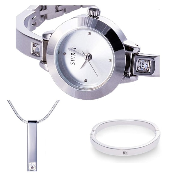 Klocka Armband Halsband set Silver